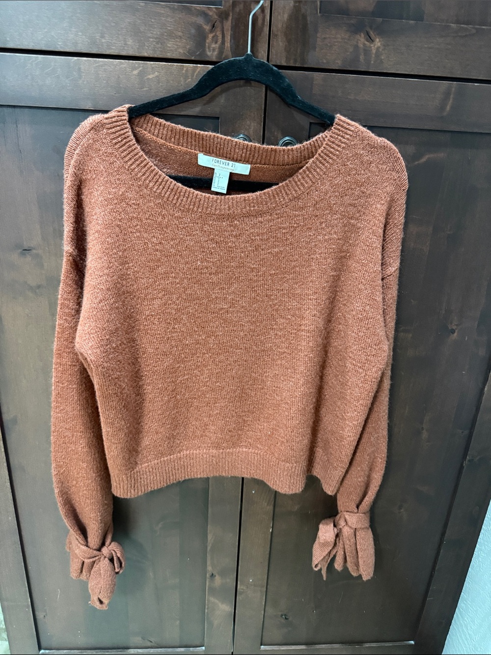 Forever 21 Burnt Orange Crewneck Sweater with Tie Cuffs